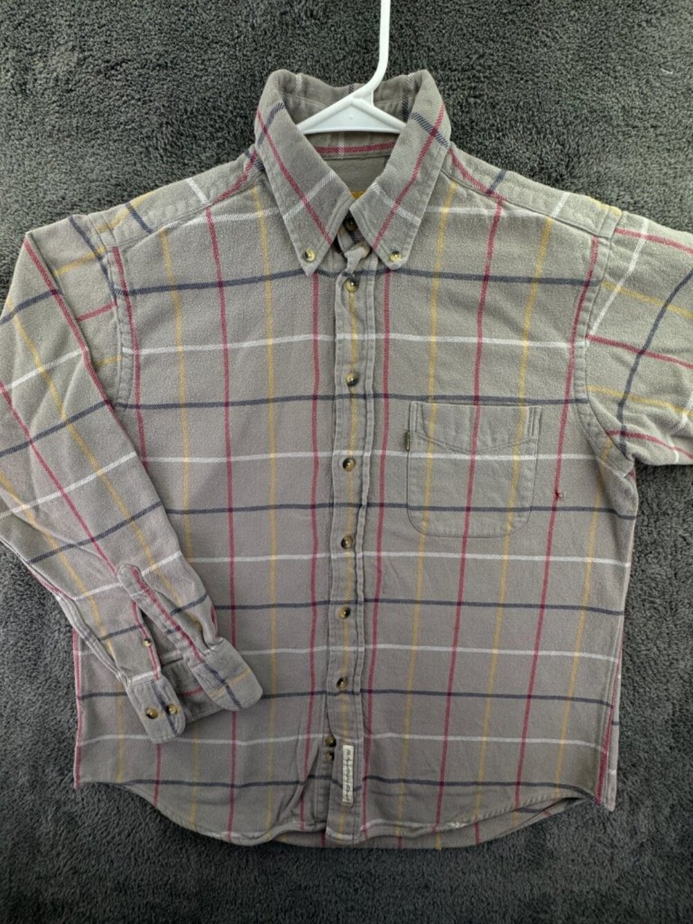 Barbour Flannel Coloured Tattersall Button Up Shirt Adult Gray Check Medium Men